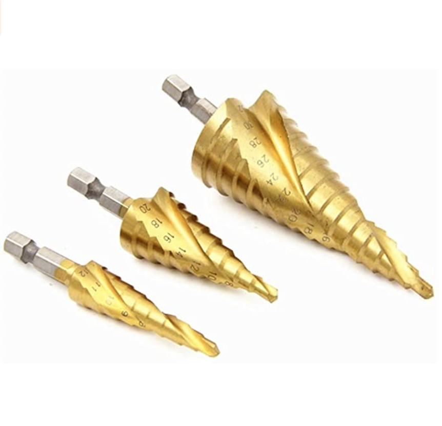 AIYUN 六角軸スパイラルステップドリル チタンコーティング 収納ケース付き