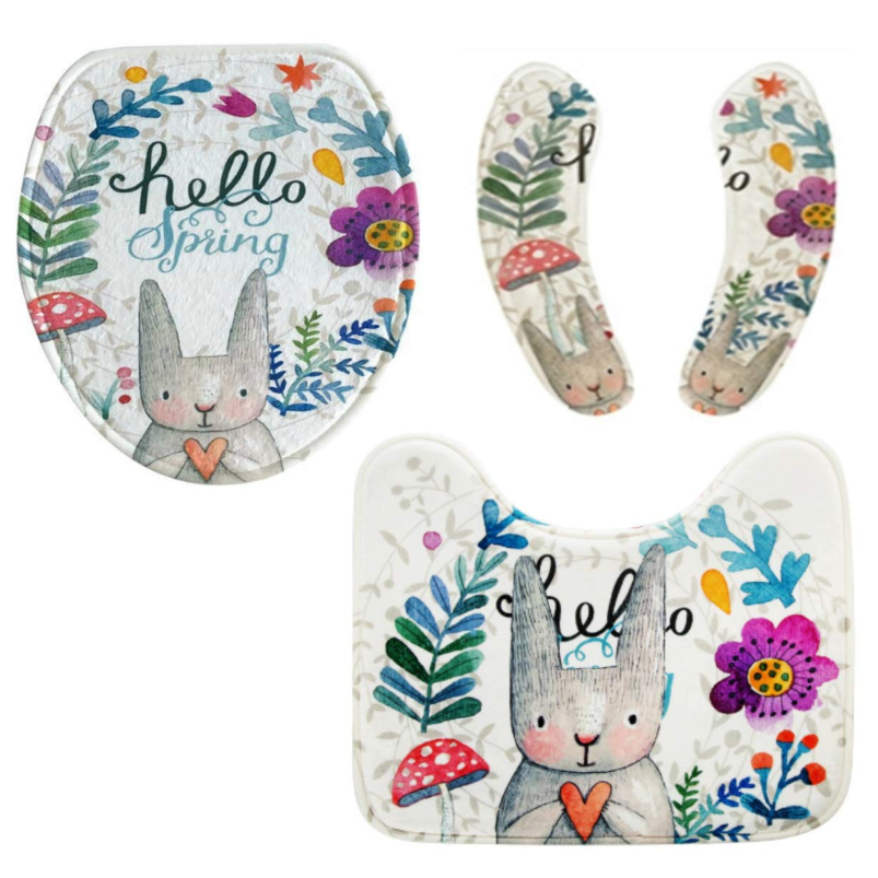 S.fields.inc トイレマット ふたカバー 便座シート ウサギ 3点セット