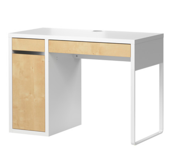 【IKEA -イケア-】MICKE-ミッケ- ワークデスク ホワイト/バーチ調 105x50 cm