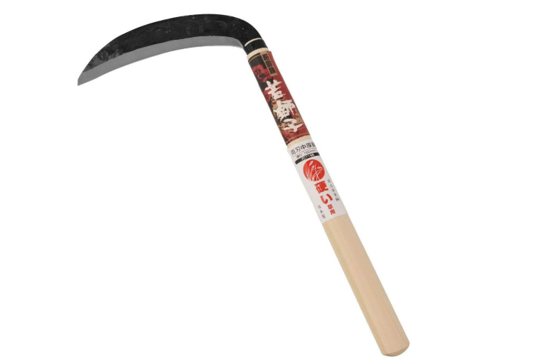 若獅子 両刃 中厚鎌 鋼付 180mm 硬い草用