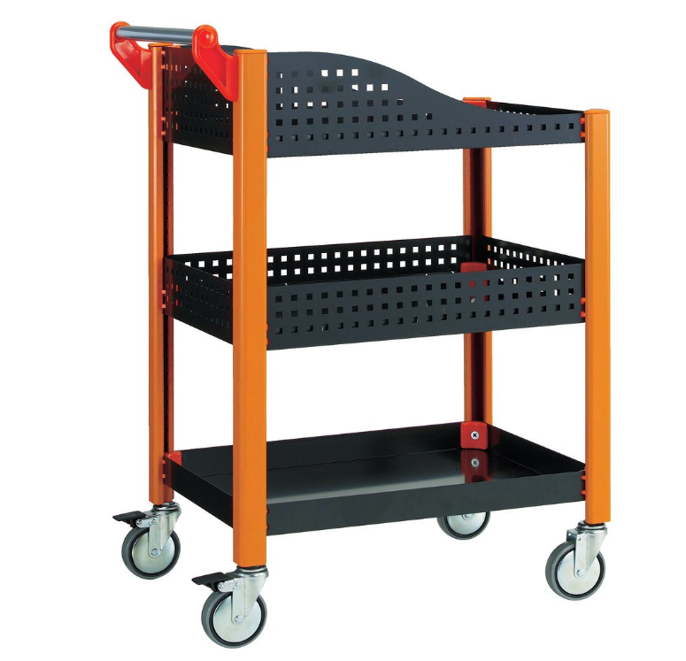 TRUSCOカスタムワゴン 浅棚1段・深型パンチ棚1段付 TAC-648BK