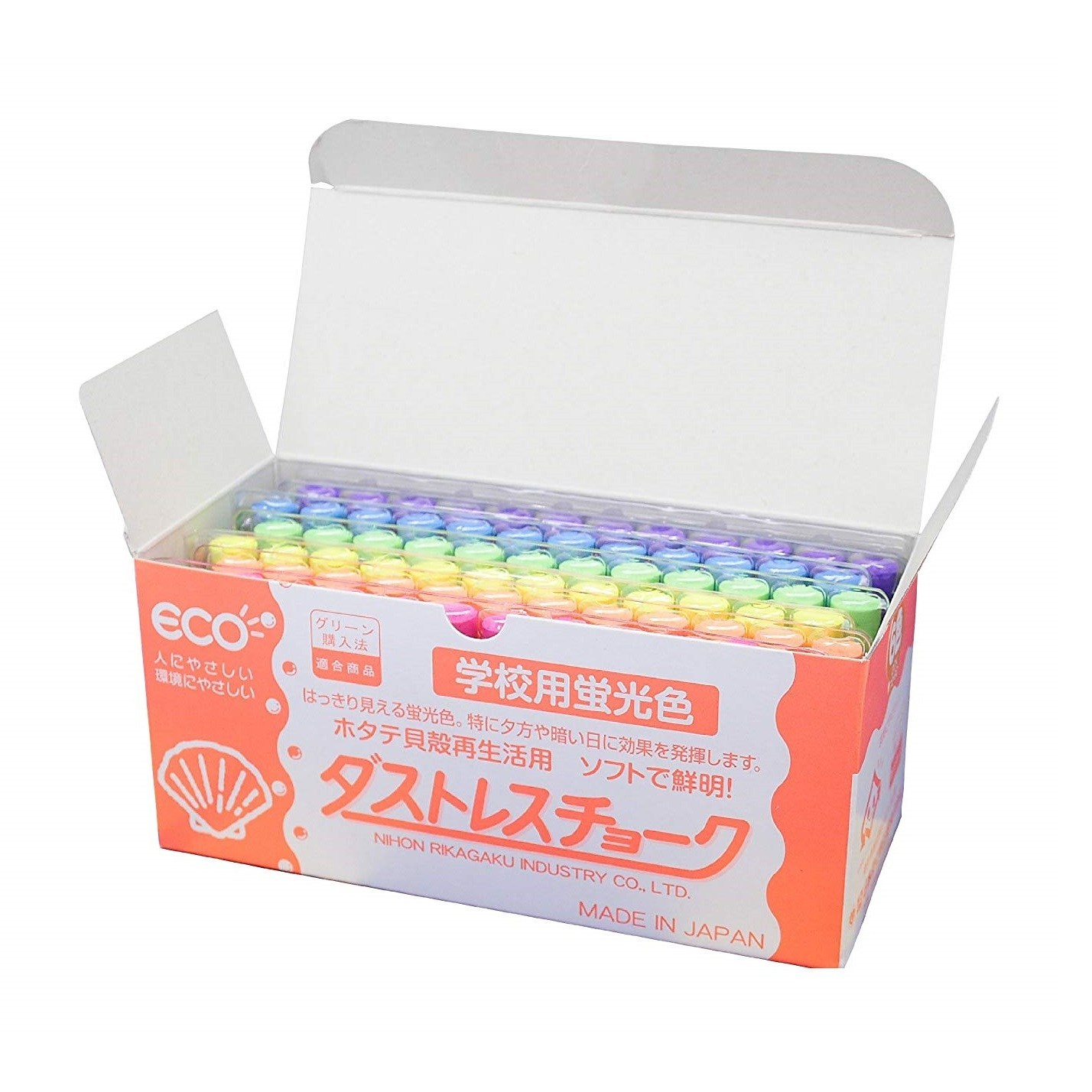 日本理化学工業 ダストレス蛍光チョーク DCK-72-6C 72本