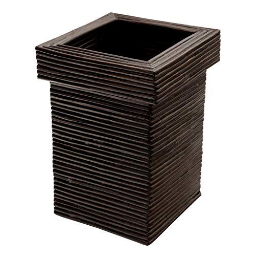 正方形 ぐるぐる ラタン製 ブラウン　ゴミ箱
