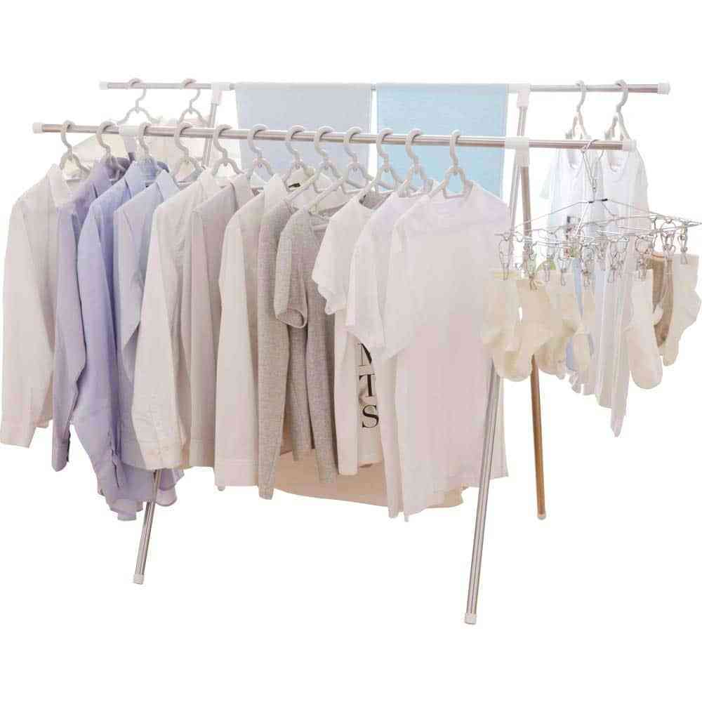 アイリスオーヤマ 簡単組み立て室内物干し ステンレス 伸縮タイプ CMB-92XR