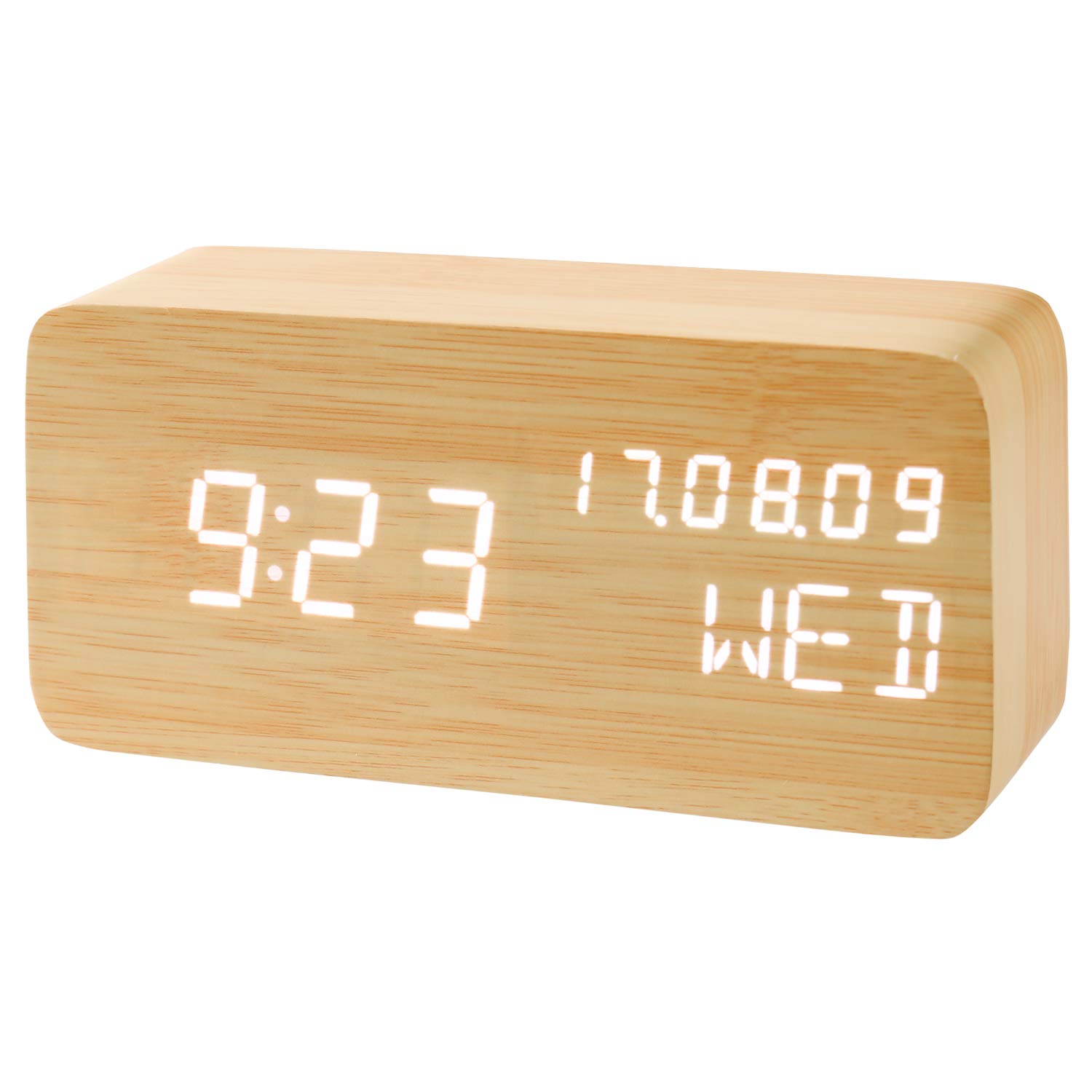モダンデコ 木目調デジタル時計