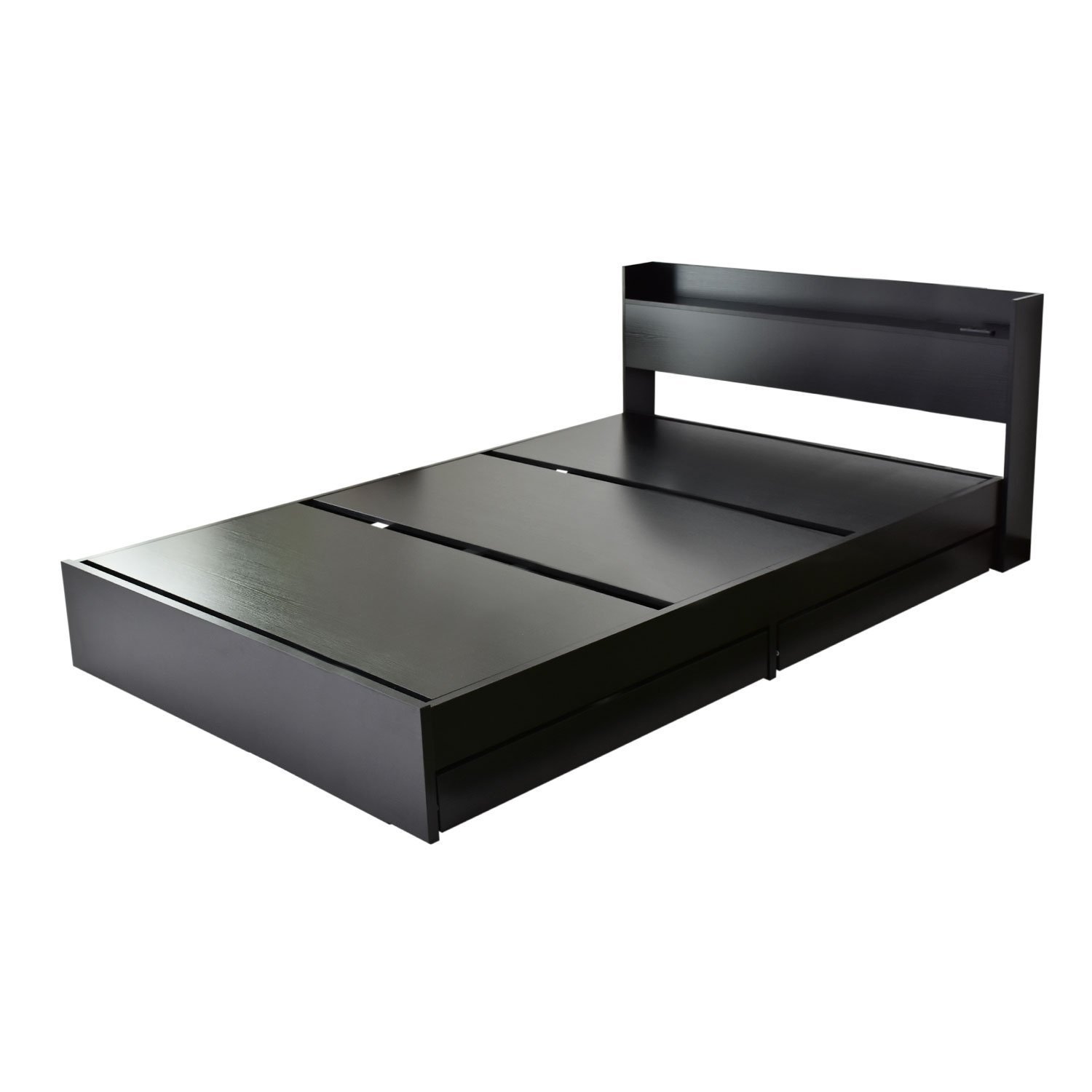 DORIS ベッド ベッドフレーム ダブル ベッド下収納 組立式 コンセント付 ブラック