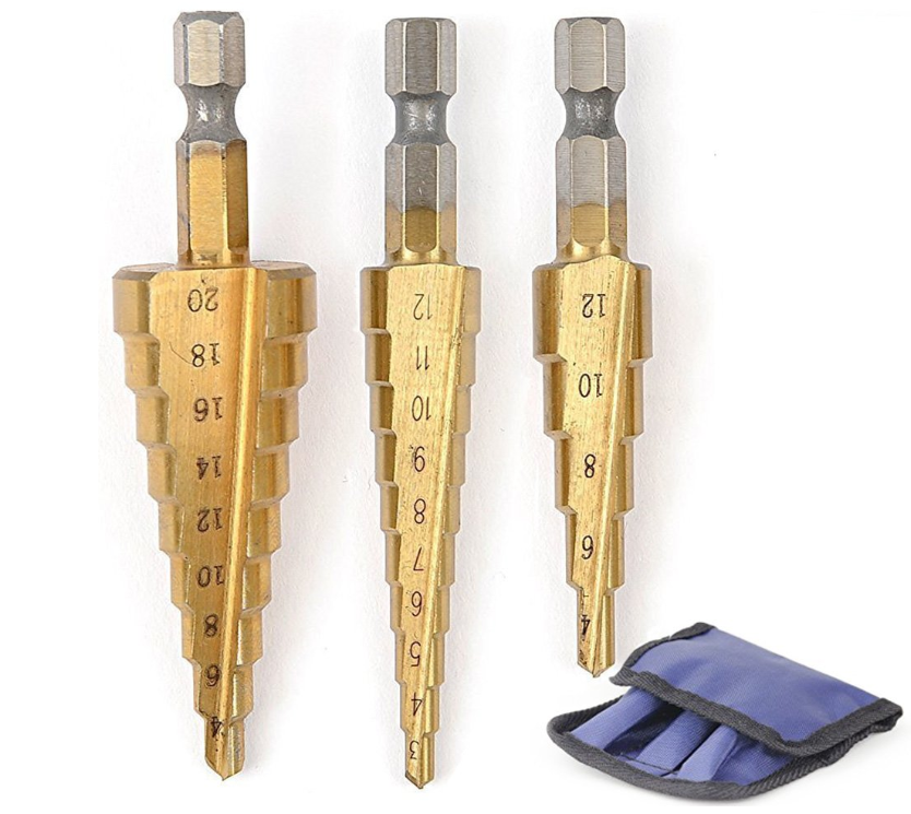 Am-Tech ステップドリル チタンコーティング 六角軸 3本セット (4-20 4-12 3-12)