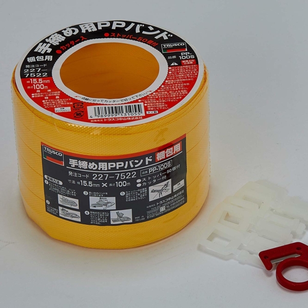 TRUSCO 手締用PPバンド ストッパー付 100m PP-100S