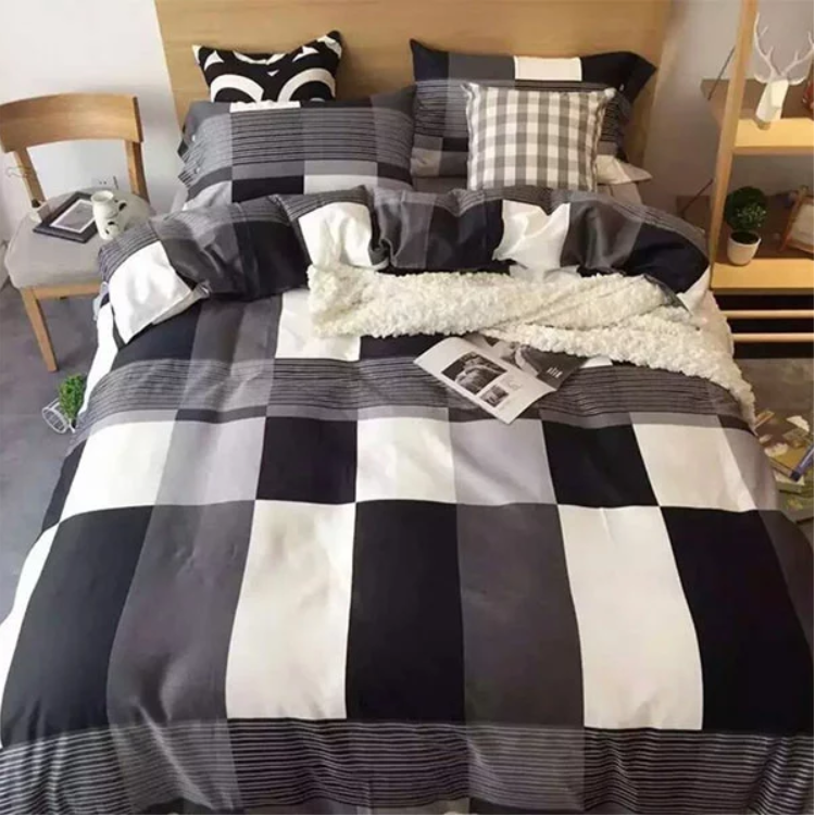 モノトーンチェック 布団カバー3点セット bedding-0002