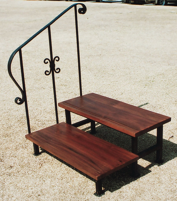 ジャービス商事 天然木無垢材 手すり付きステップ2段  34207