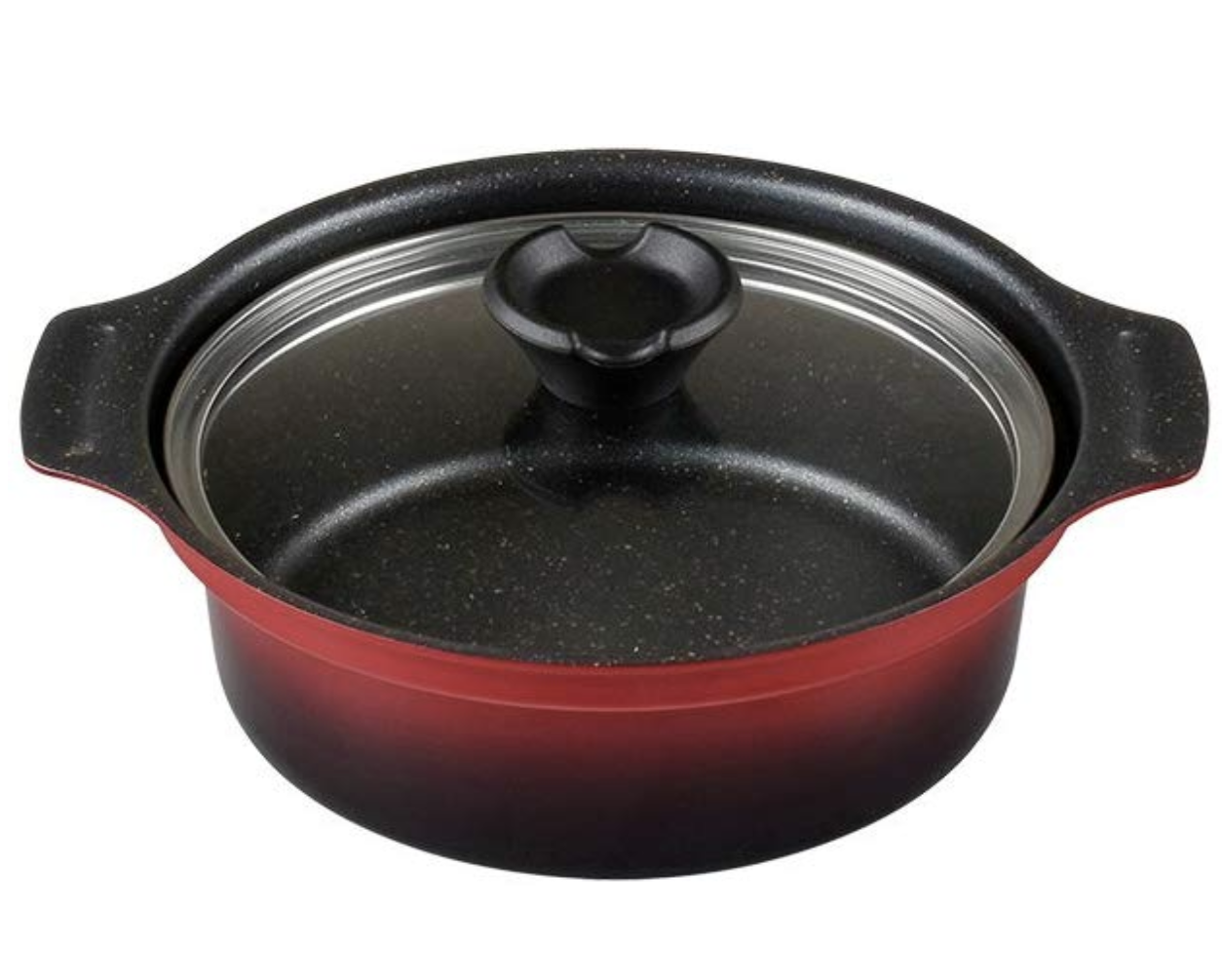 和平フレイズ 両手鍋 赤×黒 16cm マーブルコート IH対応 華丈膳 RA-9740