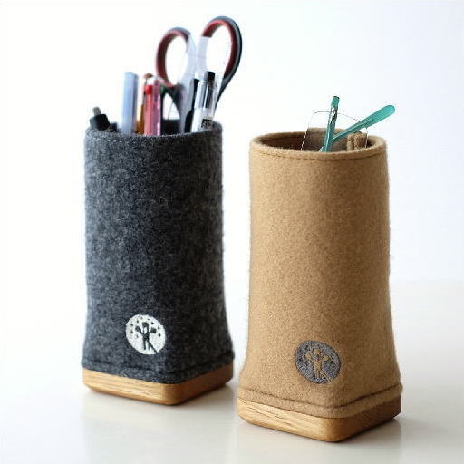 ウールメルトンと木のペン立て