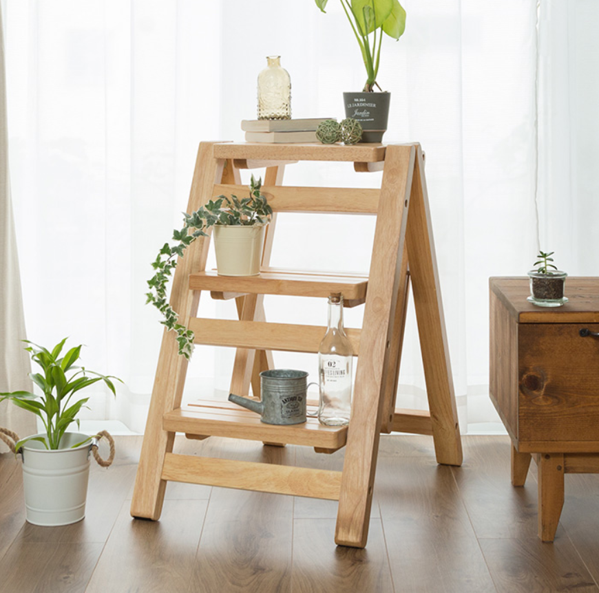 ショップワールド 3段折り畳み 天然木踏み台