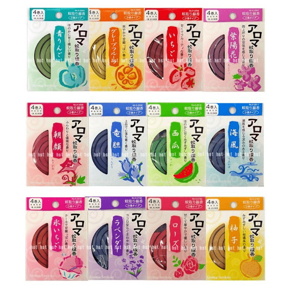 日本製 アロマ蚊取り線香　全12種類　1箱4巻入り