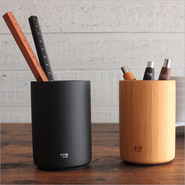 e+m 木製 ペンスタンド ペン立て Pot Potblly