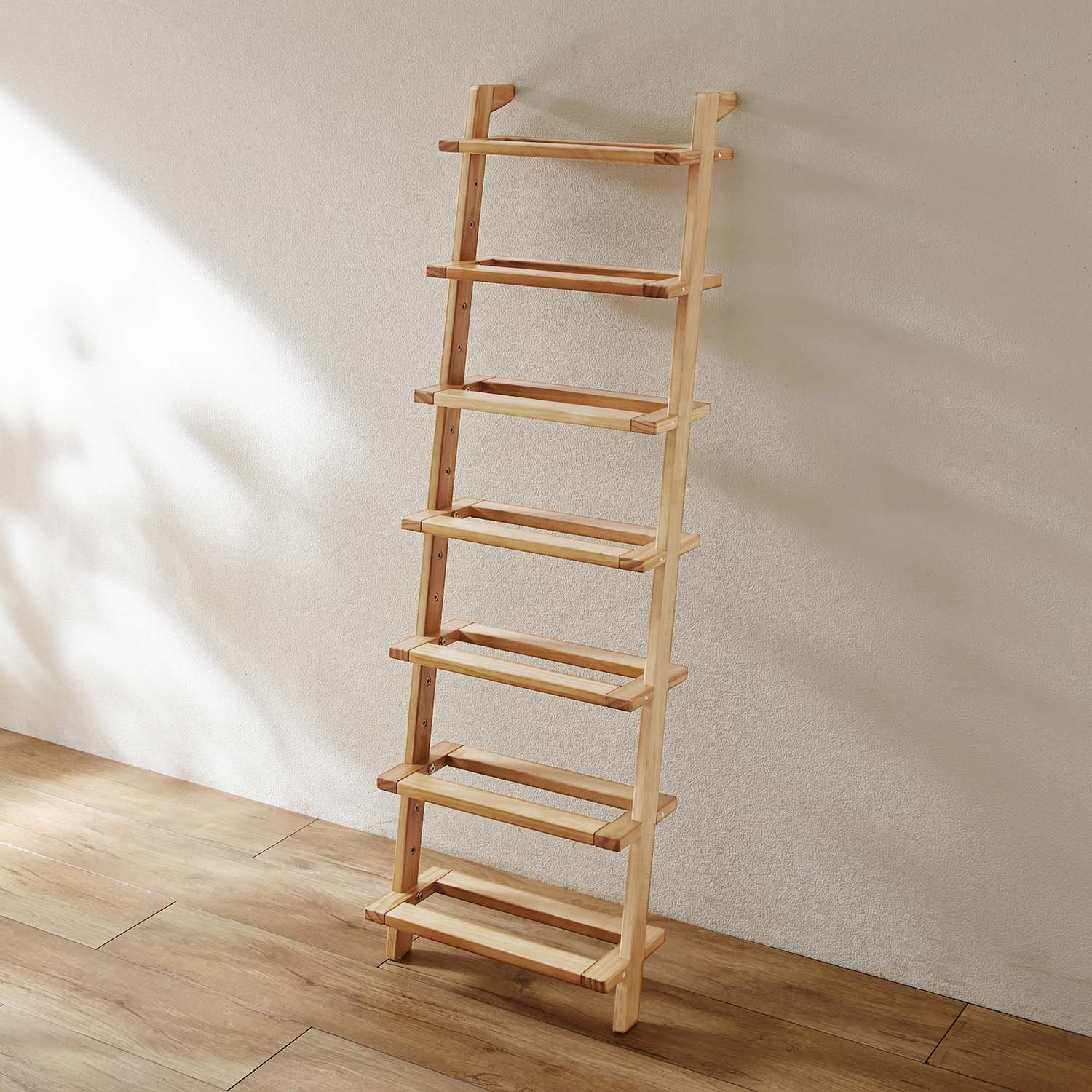 ベルメゾン パイン材の立て掛けるシューズラック