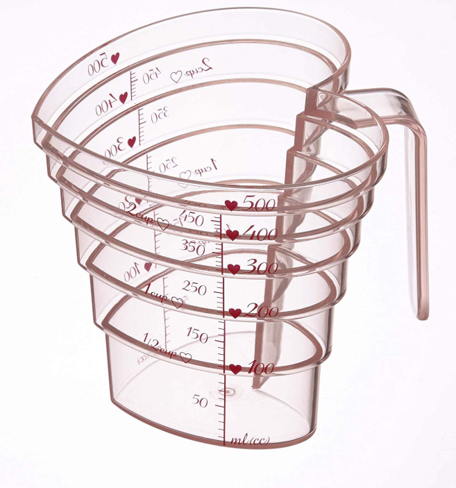 山崎実業　段々計量カップ ハート 500ml ピンク 商品番号 B99102