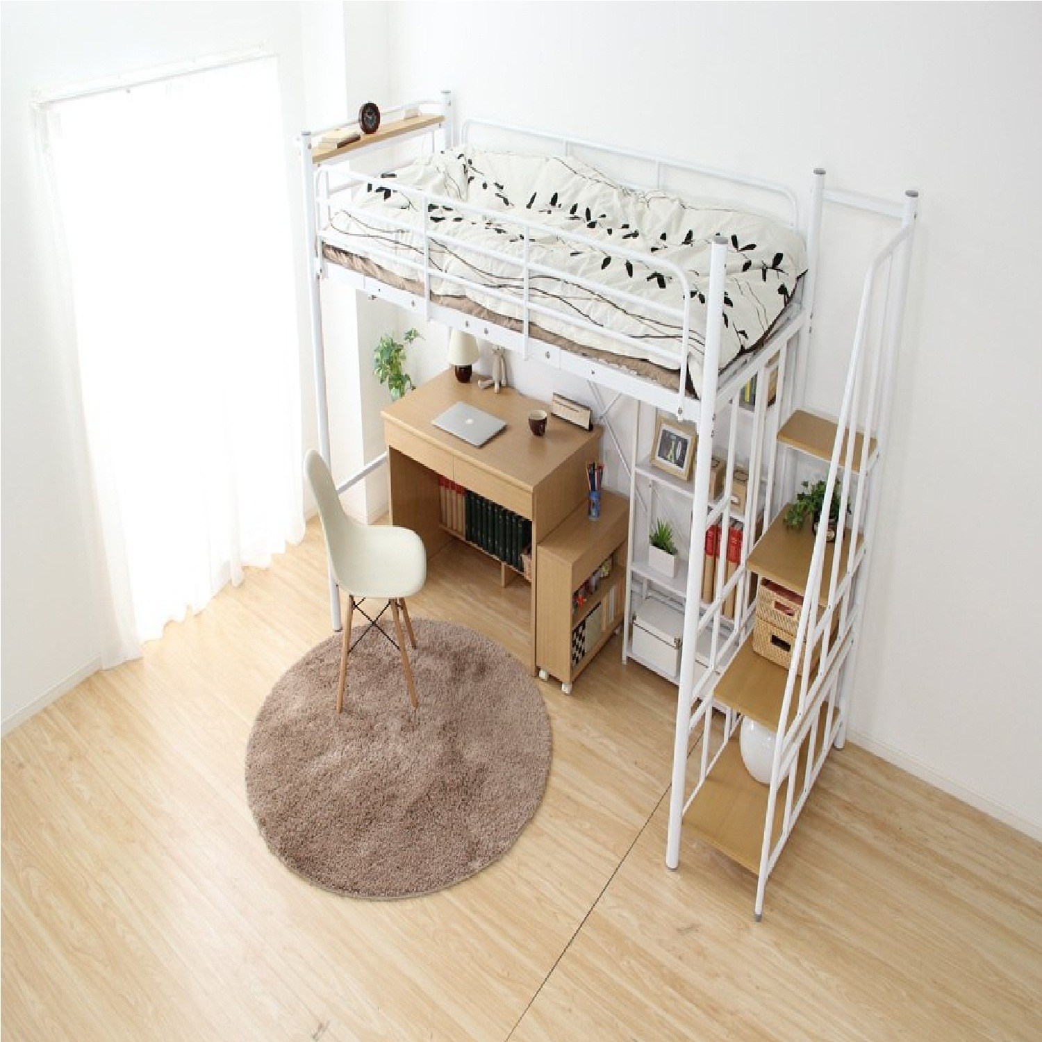 階段付き ロフトベット RESIDENCE-レジデンス ホワイト