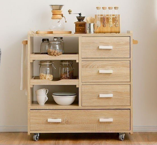 LOWYA　キッチンカウンター キャスター付 タオルハンガー付