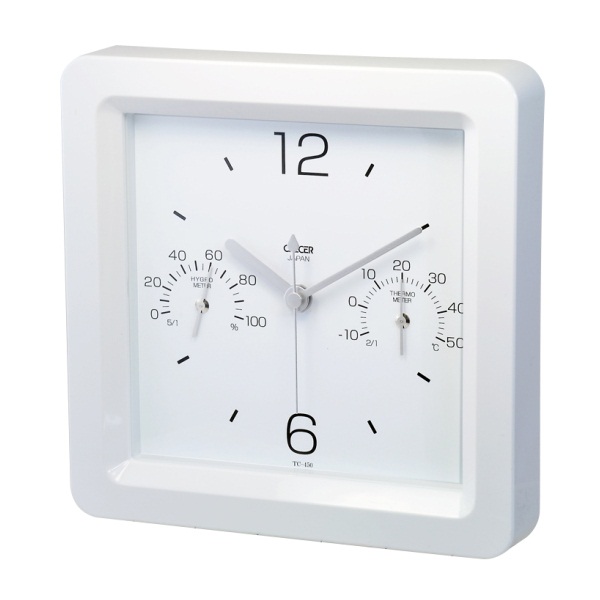 クレセル 温湿度計付き時計 TC-450W