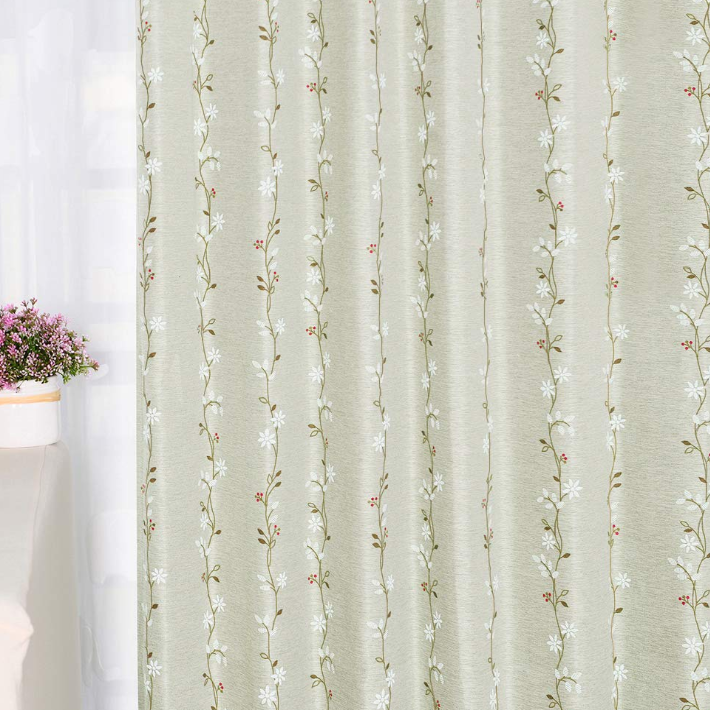 Baibu Home カーテン 花柄 ベージュ 2級遮光