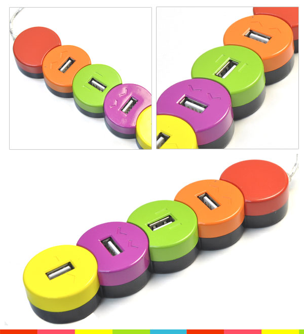 USB-HUB 4PORT USB2.0 カラフルなスマイルデザイン