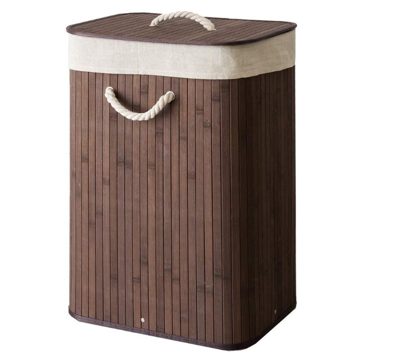 スクエア型バンブーランドリーバスケット