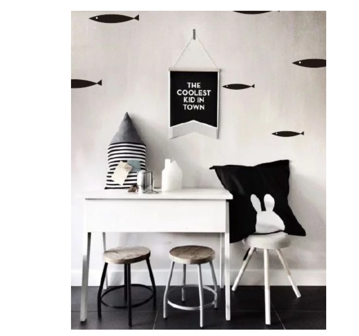 ウォールステッカー 【2枚でメール便無料】北欧 モノトーン パターンステッカー