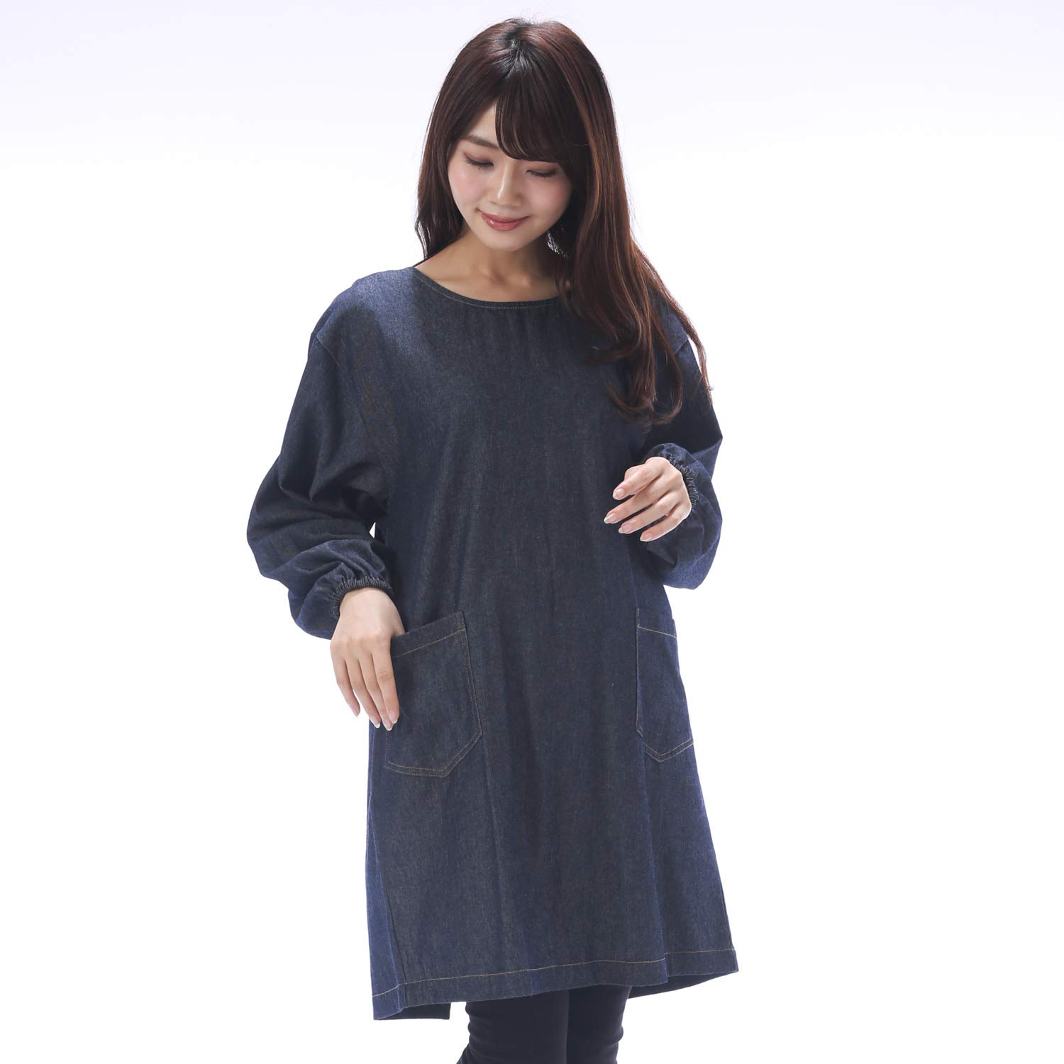 NISHIKI おしゃれ ロング 割烹着 デニム