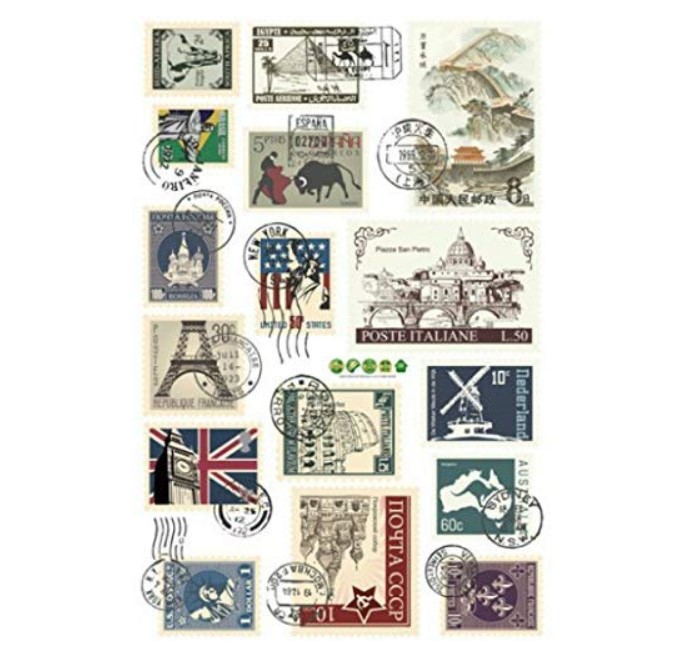 ウォールステッカー 切手スタンプ