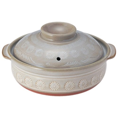 銀峯陶器 萬古焼 土鍋 深鍋 1人用 花三島 5号 21051