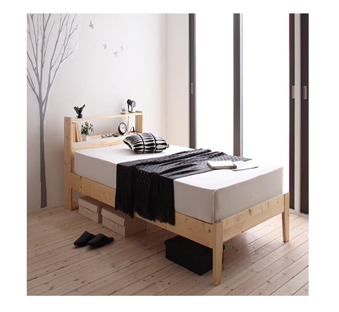 北欧デザインコンセント付きすのこベッド【Stogen】