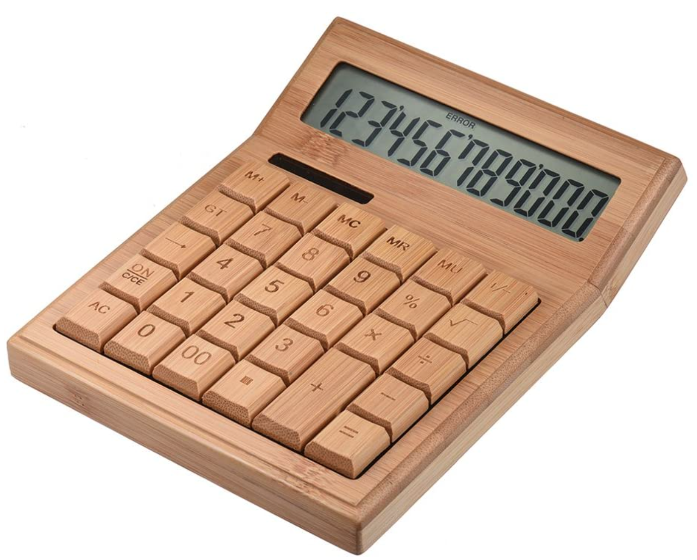Aibecy 多機能 竹製電卓 12桁 ソーラー 電子計算機