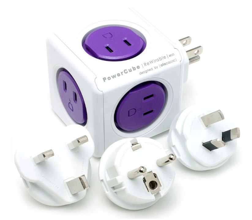 海外旅行用 電源変換プラグ付 電源タップ 5口 PowerCube 1920