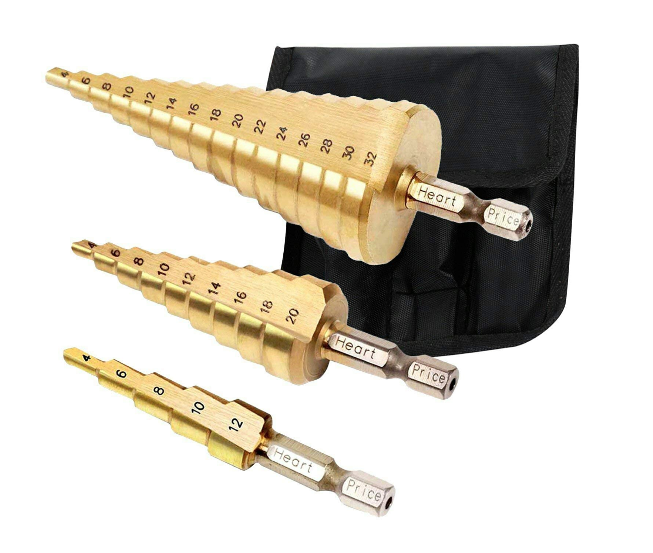 HeartPrice ステップドリル チタンコーティング 六角軸 3本セット