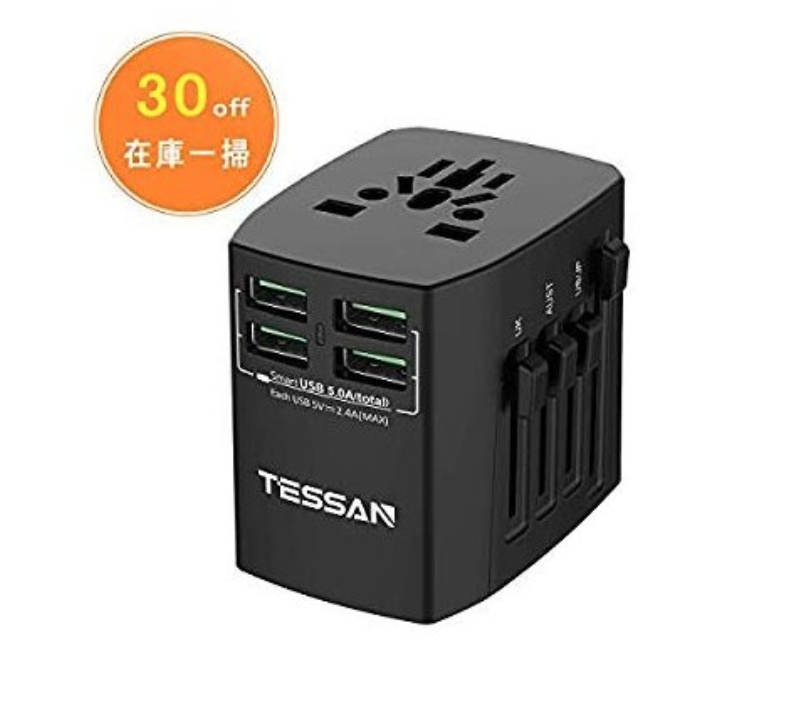 TESSAN  変換プラグ BF・ A・O・Cタイプ マルチプラグ コンセント 4USBポート