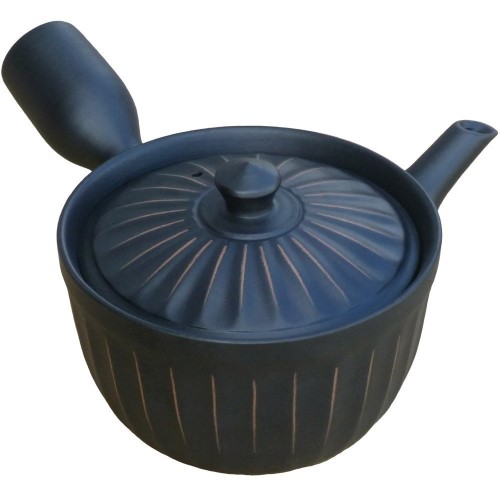 南景製陶園 萬古焼き べんりーきうす 菊型 黒削ぎ 研磨仕上げ 230cc