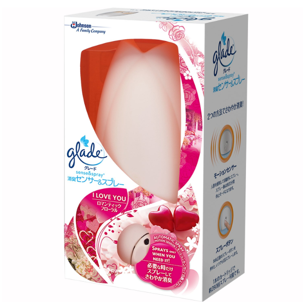 グレード 消臭・芳香剤 人感スプレー式 お部屋・トイレ用 消臭センサー&スプレー ロマンティックフローラルの香り 本体 18ml