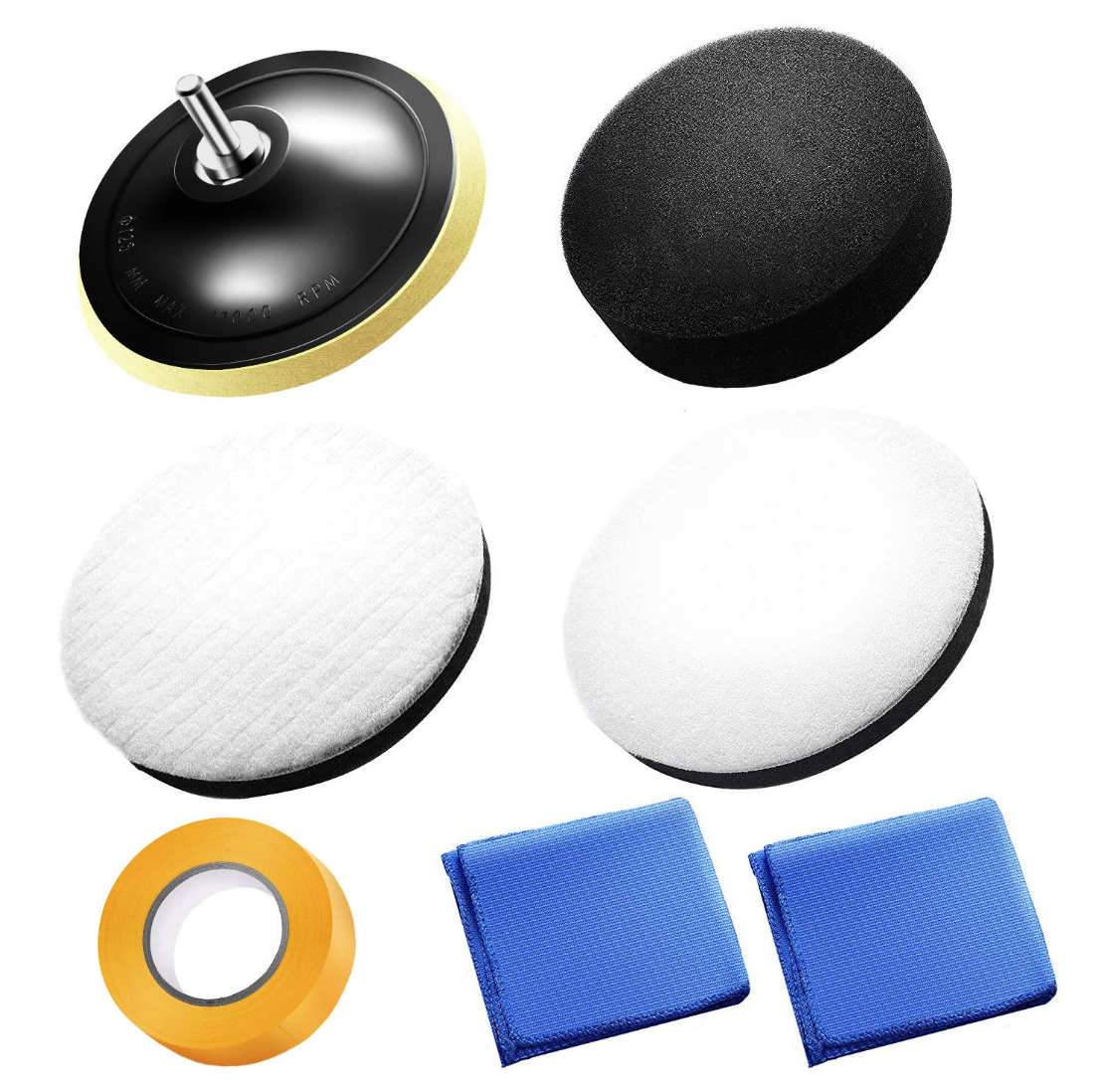 NESHEXST ポリッシャー バフ マイクロファイバータオル マスキングテープ付き