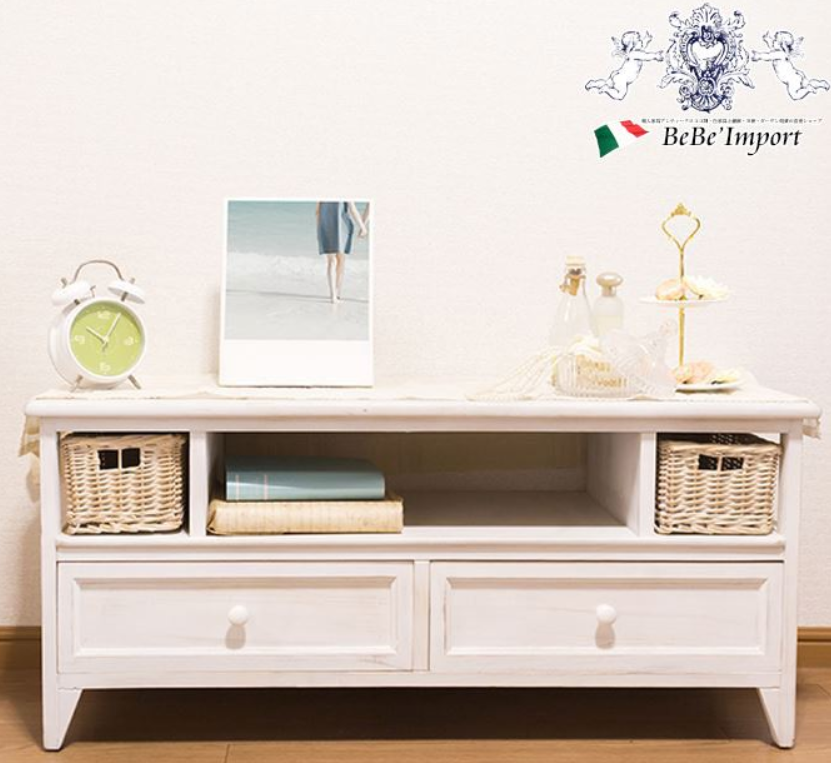 輸入家具べべ バスケット付き テレビ台 90cm