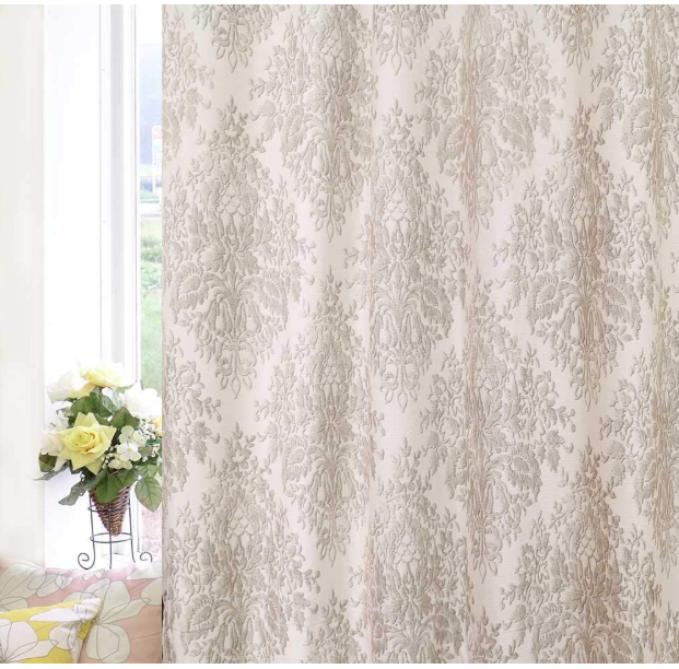 満天カーテン 完全遮光100％ アラベスク アイボリー 100x195cm 2枚入