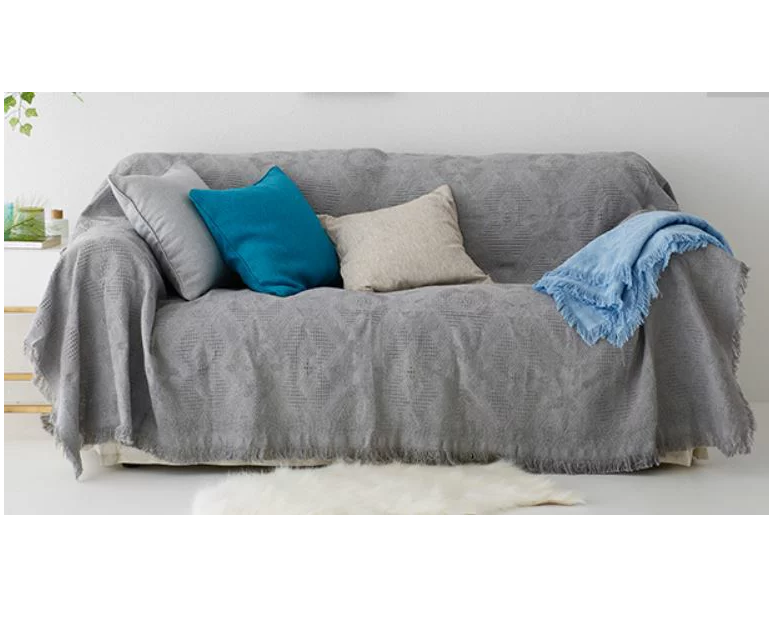 マルチカバー 様々なデザインの菱形 単色 北欧風 フリンジ付き グレー