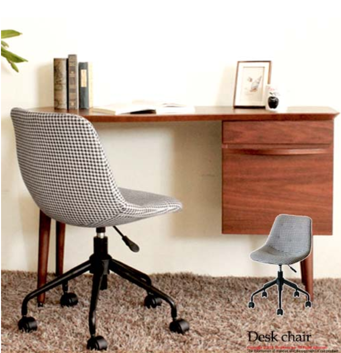 イームズ風　デスクチェア　千鳥格子柄