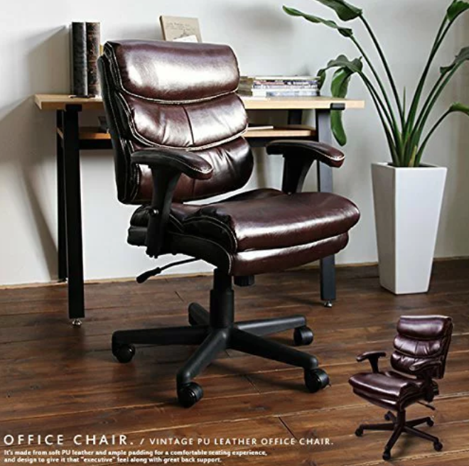 ビンテージPUレザー オフィスチェア LBR
