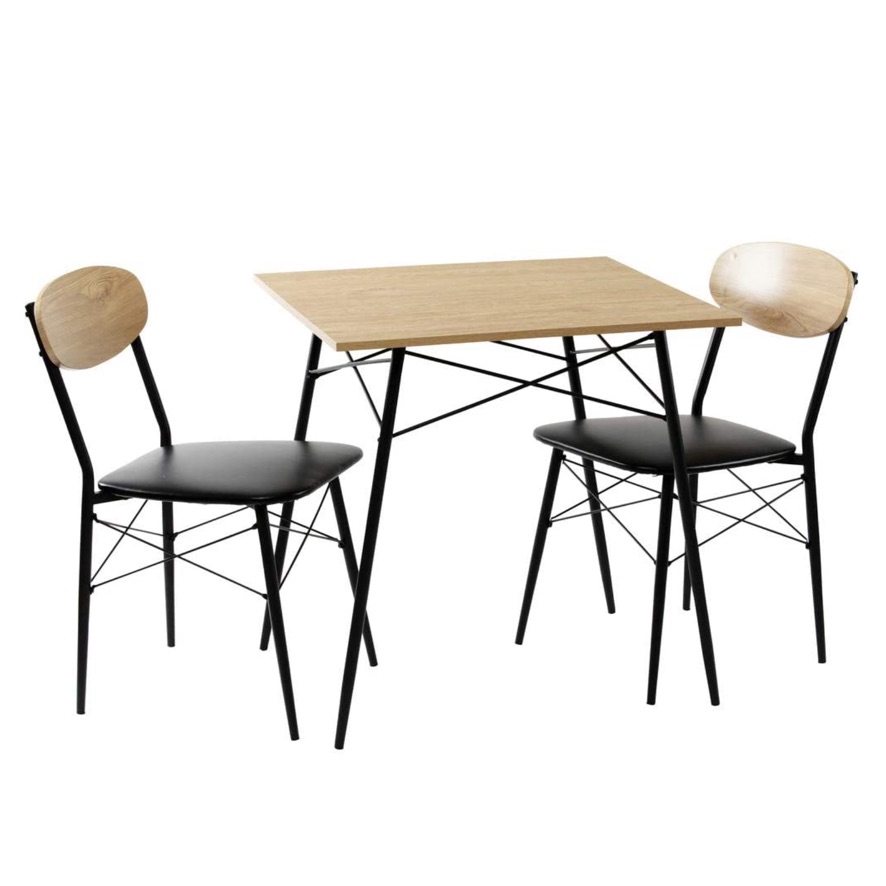 アイリスプラザ スチールダイニングテーブル2人用3点セット STDSET-3