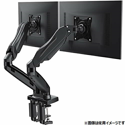 HUANUO モニターアーム 2画面 デュアル ディスプレイアーム ガススプリング式 17～27インチ対応 耐荷重2-6.5kg グロメット式＆クランプ式 VESA100*100 (ブラック)