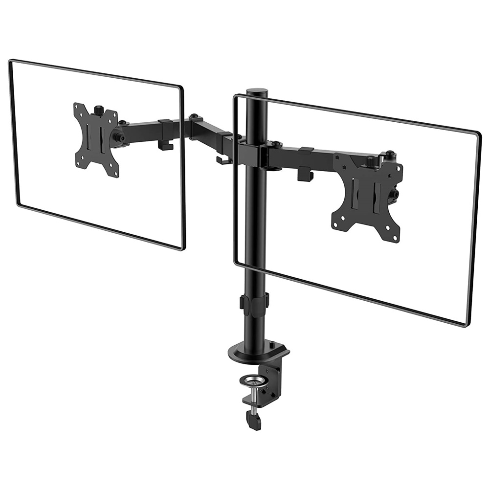 WORLDLIFT モニターアーム デュアル 2画面 ディスプレイアーム 13～27インチ VESA規格75*75mm 100*100ｍｍ 耐荷重8kg クランプ式 ブラック 多角度調節可能