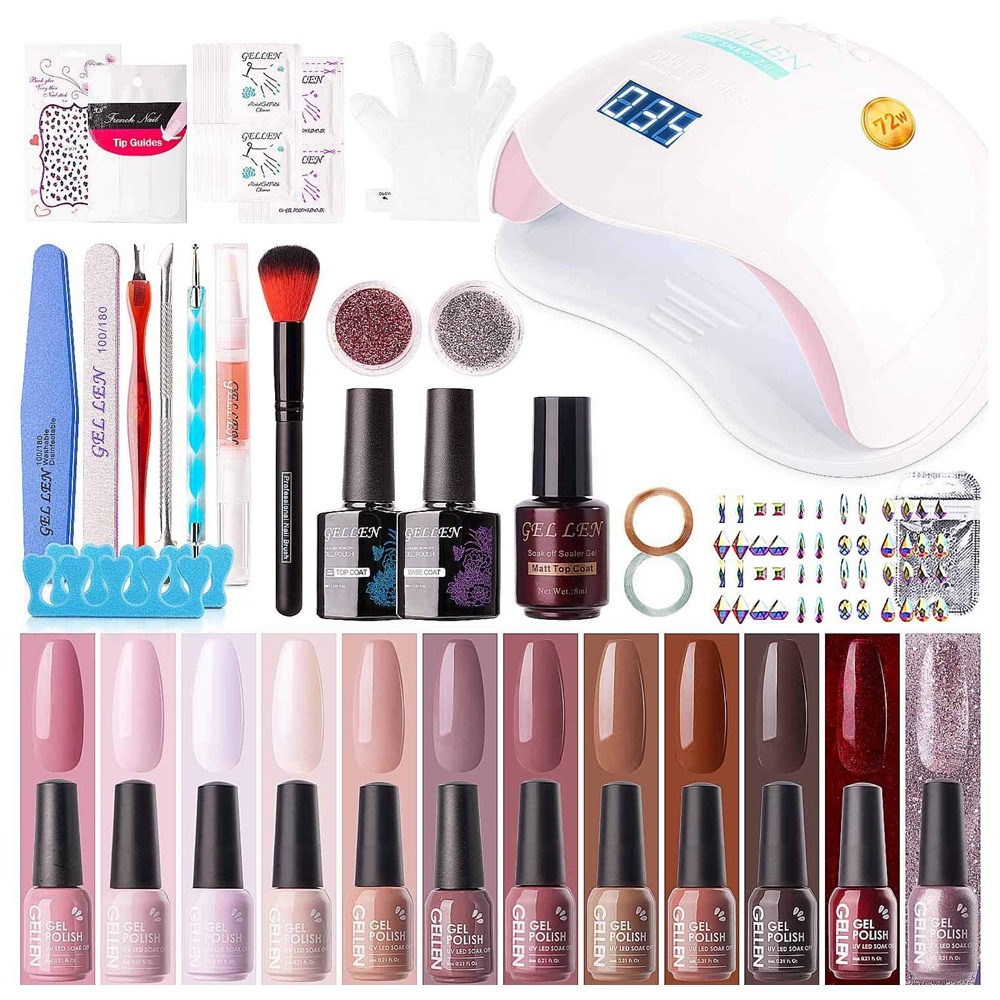 Gellen ジェルネイルスターターキット 72Wライト＆カラージェル12色付き