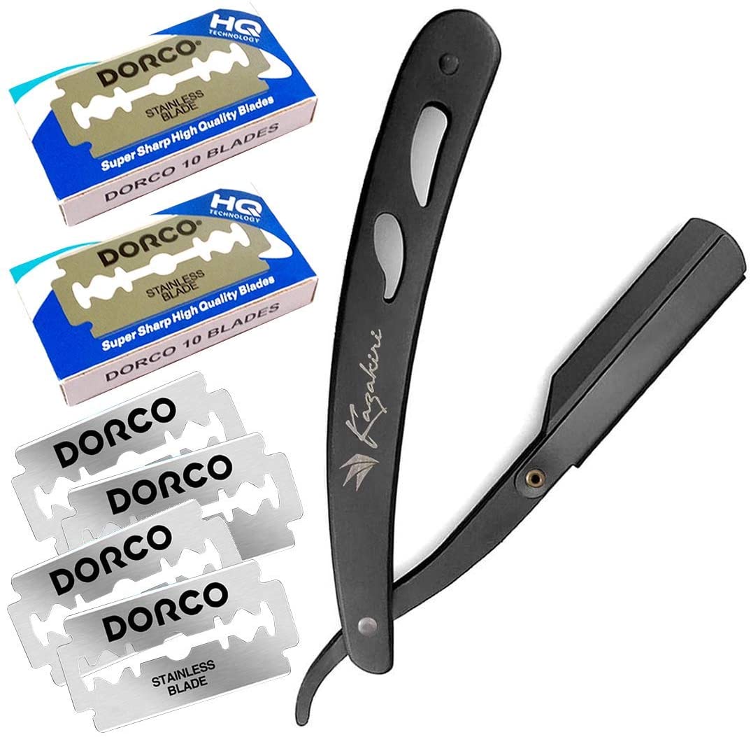 Kazakiri Black 本格深剃り カミソリ ストレートレザー