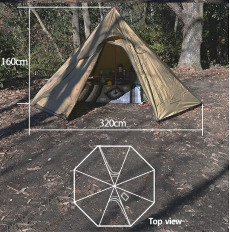 株式会社ブレイク 煙突窓付きワンポールテント ベージュ